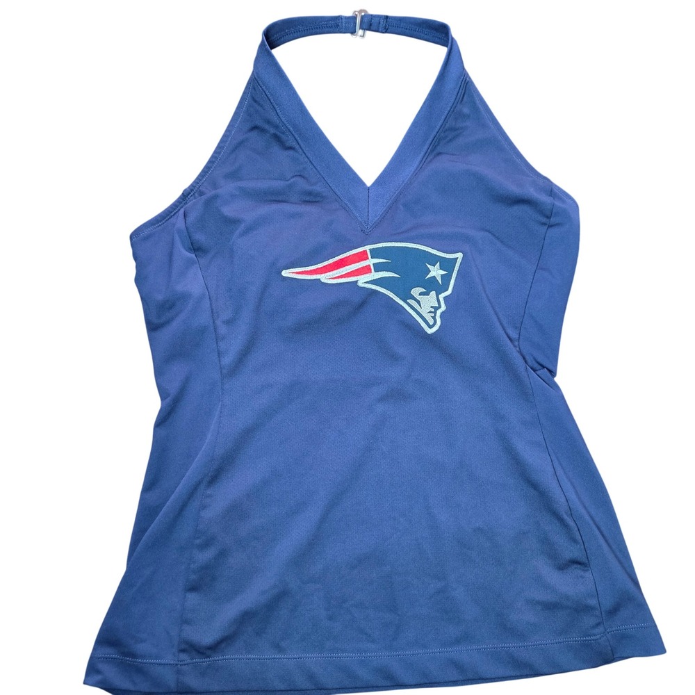 NFL Patriots Halter Tank Top Built In Bra Athletic Gym Fan Apparel L - Picture 1 of 9